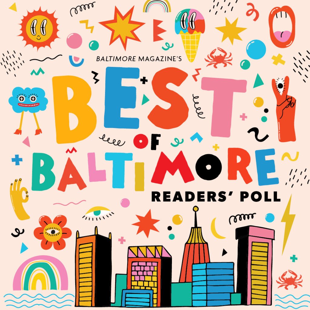 best of baltimore readers' poll 2023 graphic featuring cross keys businesses