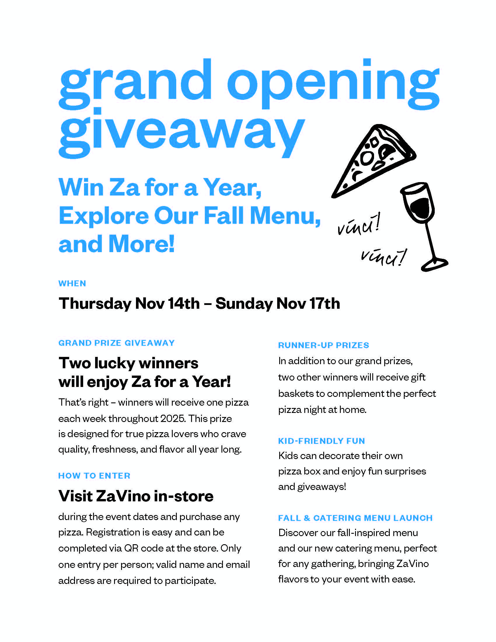 Grand Opening Giveaway - Win Za for a Year - The Village of Cross Keys